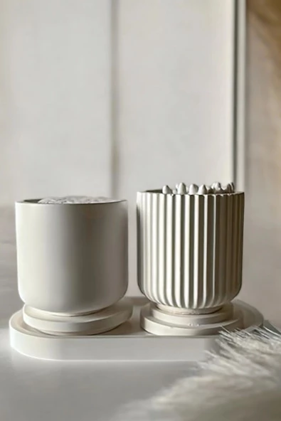 tambana Beyaz Sunumluk Takı Tabağı Dekoratif Tepsi Obje Seti 3 Parça Model 1017 ürün görseli 1