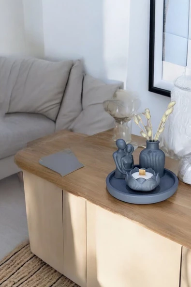 tambana Gri Sunumluk Takı Tabağı Dekoratif Tepsi Obje Seti 4 Parça Model 1056 ürün görseli 1