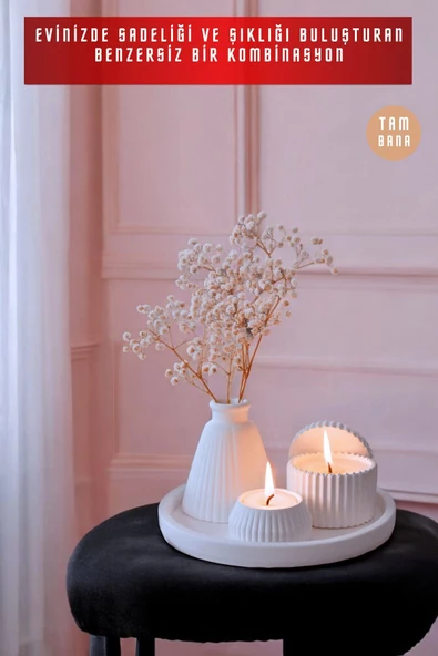 tambana Beyaz Sunumluk Takı Tabağı Dekoratif Tepsi Obje Seti 3 Parça Model 1003 - Resim 4