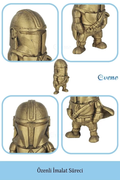Evene Biblo Dekoratif Obje Heykel Savaşçı Biblo Dekoratif Süs Eşyası Altın Eskitme Renk Model 4 - 5