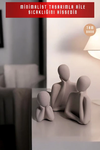 tambana 3’lü Cappuccino Heykel Biblo Seti Dekoratif Süs Eşyası Dekoratif Masa Süsü Model 1 - Resim 2