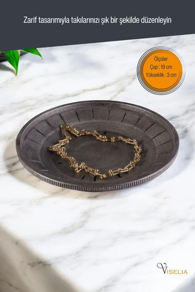 Viselia Takı Tabağı Takı Organizeri Takı Makyaj Kozmetik Düzenleyici Gümüş Eskitme Renk Model 5 - Resim 2