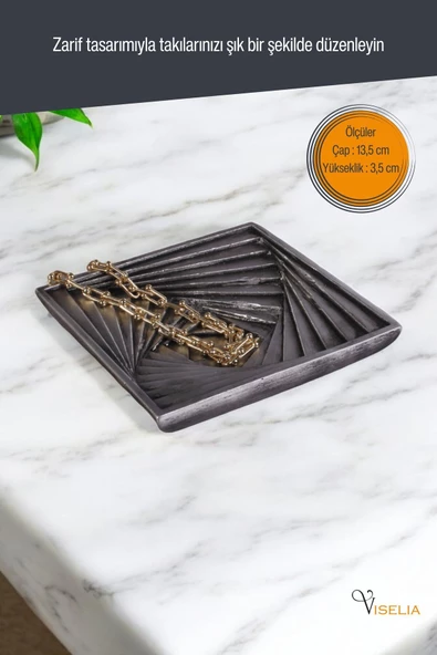 Viselia Takı Tabağı Takı Organizeri Takı Makyaj Kozmetik Düzenleyici Gümüş Eskitme Renk Model 3 - Resim 2