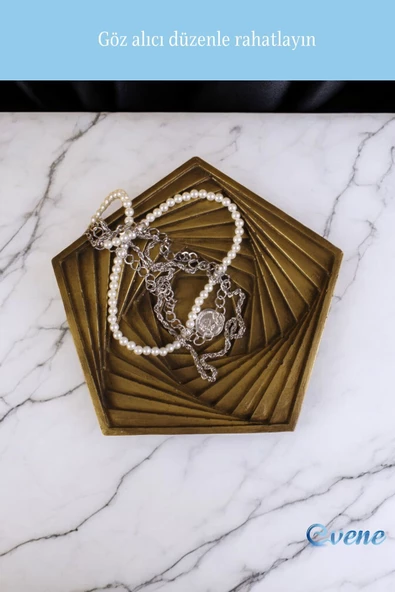 Evene Şekerlik Sunumluk Drajelik Dekoratif Tabak Altın Eskitme Renk Model 9 - Resim 2