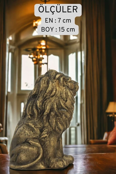 Rugad Biblo Dekoratif Heykel Aslan Biblosu Altın Eskitme Model 2 - Resim 4