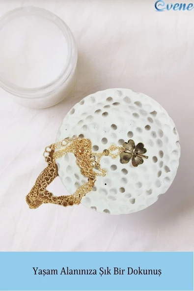 Evene Dekoratif Kase Beyaz Renk Takı Kutusu Yüzük Kolye Kutusu Mum Tabağı Takı Organizer Baloncuklu Model - 3