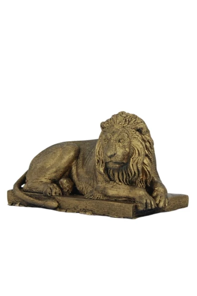 Evene Biblo Dekoratif Obje Heykel Biblo Aslan Biblo Dekoratif Süs Eşyası Altın Eskitme Renk Model 3