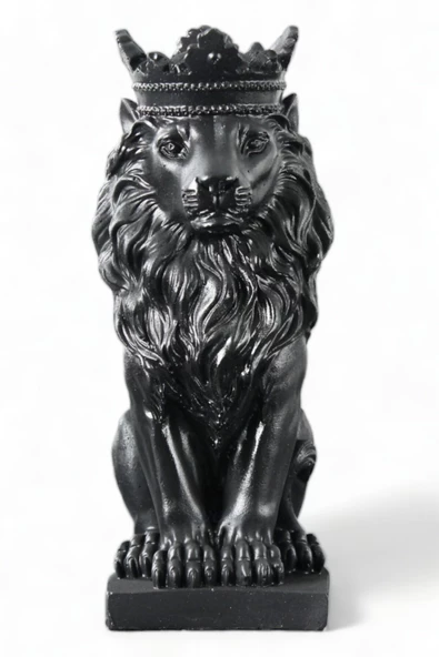 Evene Biblo Dekoratif Obje Heykel Taçlı Aslan Biblo Dekoratif Süs Eşyası Siyah Model 34 ürün görseli 1