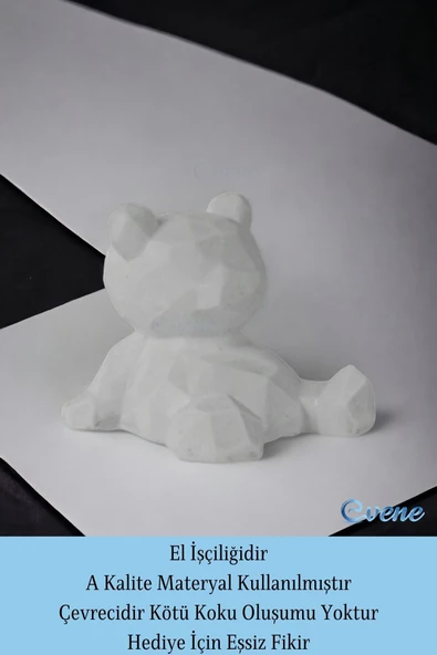 Evene Biblo Dekoratif Obje Heykel Ayı Biblo Dekoratif Süs Eşyası Beyaz Model 39 - Resim 4