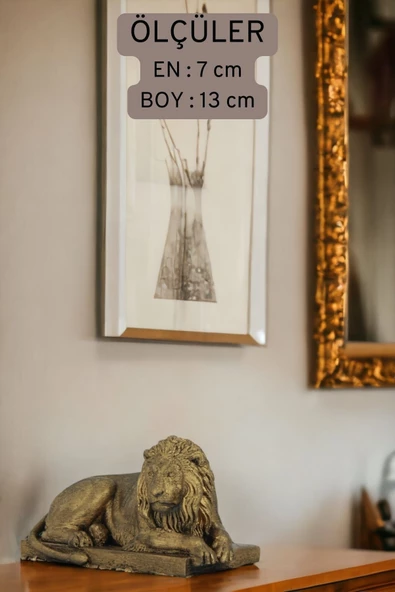 Rugad Biblo Dekoratif Heykel Aslan Biblosu Altın Eskitme Model 3 - Resim 4