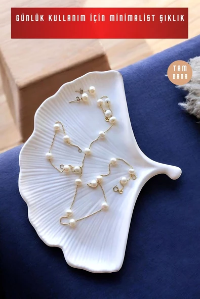 tambana Beyaz Sunumluk Takı Tabağı Dekoratif Tepsi Obje Ev Dekorasyon Model 19 - Resim 2
