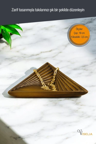 Viselia Takı Tabağı Takı Organizeri Takı Makyaj Kozmetik Düzenleyici Altın Eskitme Renk Model 14 - Resim 2
