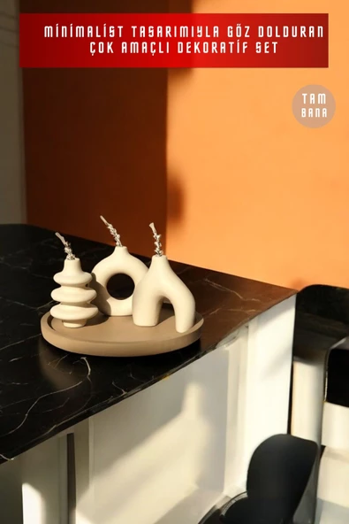 tambana Sunumluk Takı Tabağı Dekoratif Tepsi Obje Seti 4 Parça Model 1044 - Resim 2