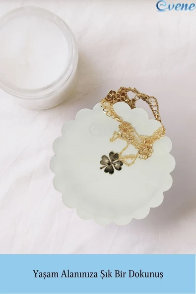 Evene Dekoratif Kase Beyaz Renk Takı Kutusu Yüzük Kolye Kutusu Mum Tabağı Takı Organizer Çiçek Model - 3