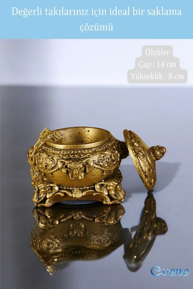 Evene Takı Düzenleyici Takı Organizeri Makyaj Kutusu Mücevher Kutusu Altın Eskitme Renk Model 1 - Resim 2