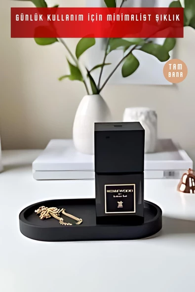 tambana Siyah Sunumluk Takı Tabağı Dekoratif Tepsi Obje Ev Dekorasyon Model 21 - Resim 2