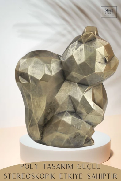 Stein Kohle Dekoratif Sincap Biblo Heykel El Yapımı Sevimli Hediyelik Süs Eşyası Poly Model Tasarım Ürünü - Resim 4