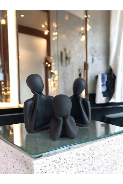 tambana 3’lü Siyah Heykel Biblo Seti Dekoratif Süs Eşyası Dekoratif Masa Süsü Model 1 ürün görseli 1