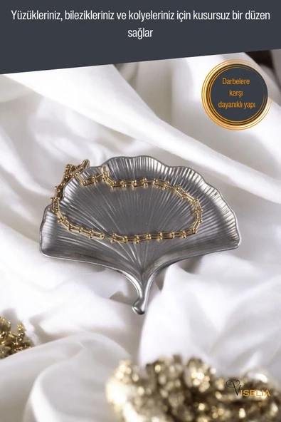 Viselia Takı Tabağı Takı Organizeri Takı Makyaj Kozmetik Düzenleyici Gümüş Eskitme Renk Model 19 - Resim 5