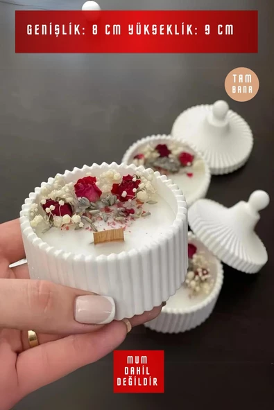 tambana El Yapımı Dekoratif Kutu Kapaklı Takı Kutusu Beyaz Model 10 - Resim 3