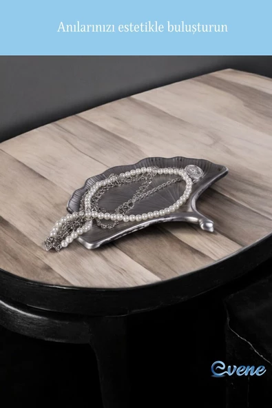 Evene Takı Organizer Makyaj Düzenleyici Kozmetik Organizer Dekoratif Tabak Gümüş Eskitme Renk Model 19 - 6