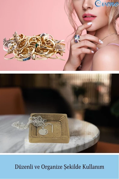 Evene Dekoratif Kase Altın Eskitme Renk Takı Kutusu Yüzük Kolye Kutusu Mum Tabağı Takı Organizer Model 4 - 4