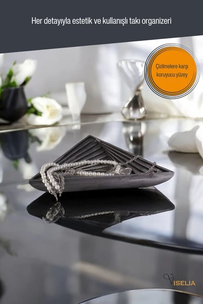 Viselia Takı Tabağı Takı Organizeri Takı Makyaj Kozmetik Düzenleyici Gümüş Eskitme Renk Model 14 - Resim 4