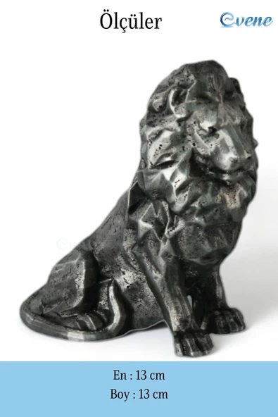 Evene Biblo Dekoratif Obje Heykel Aslan Biblo Dekoratif Süs Eşyası Gümüş Eskitme Renk Model 36 - Resim 3