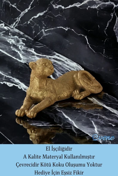 Evene Biblo Dekoratif Obje Heykel Leopar Biblo Dekoratif Süs Eşyası Altın Renk Model 38 - Resim 4