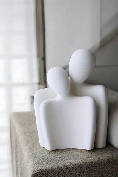 tambana 2’li Beyaz Heykel Biblo Seti Dekoratif Süs Eşyası Dekoratif Masa Süsü Model 3 ürün görseli