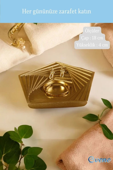 Evene Şekerlik Sunumluk Drajelik Dekoratif Tabak Altın Renk Model 9 - Resim 2