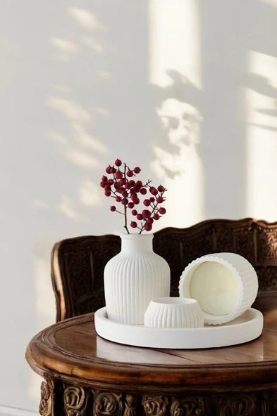 tambana Beyaz Sunumluk Takı Tabağı Dekoratif Tepsi Obje Seti 4 Parça Model 1035 ürün görseli