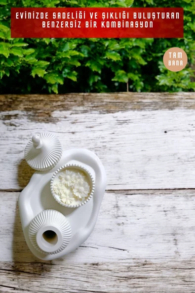 tambana Beyaz Sunumluk Takı Tabağı Dekoratif Tepsi Obje Seti 3 Parça Model 1015 - Resim 4