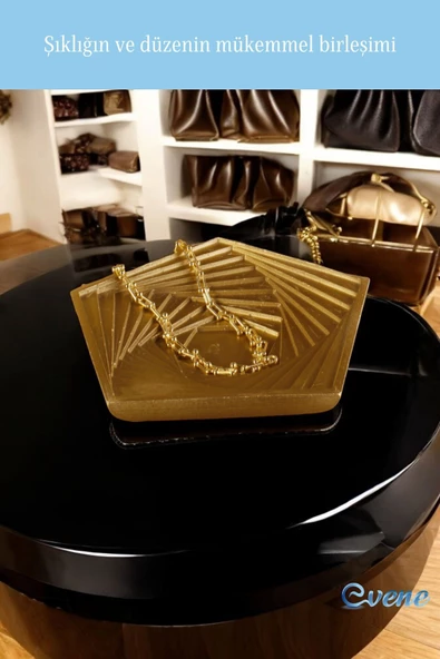 Evene Şekerlik Sunumluk Drajelik Dekoratif Tabak Altın Renk Model 9 - Resim 3