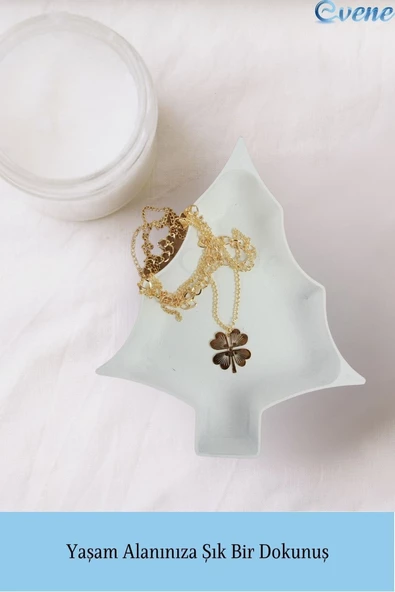 Evene Dekoratif Kase Beyaz Renk Takı Kutusu Yüzük Kolye Kutusu Mum Tabağı Takı Organizer Ağaç Model - 3