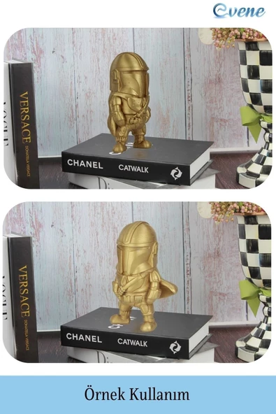 Evene Biblo Dekoratif Obje Heykel Savaşçı Biblo Dekoratif Süs Eşyası Altın Renk Model 4 - Resim 2