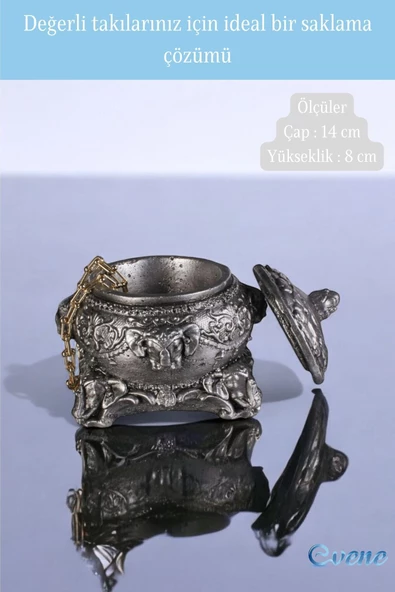 Evene Takı Düzenleyici Takı Organizeri Makyaj Kutusu Mücevher Kutusu Gümüş Eskitme Renk Model 1 - Resim 2