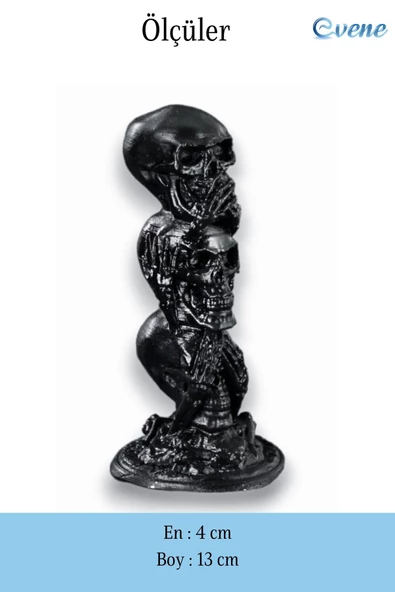 Evene Biblo Dekoratif Obje Heykel Üç Maymun Biblo Dekoratif Süs Eşyası Siyah Model 29 - Resim 3