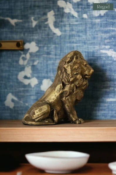 Rugad Biblo Dekoratif Heykel Aslan Biblosu Altın Eskitme Model 36 - Resim 2