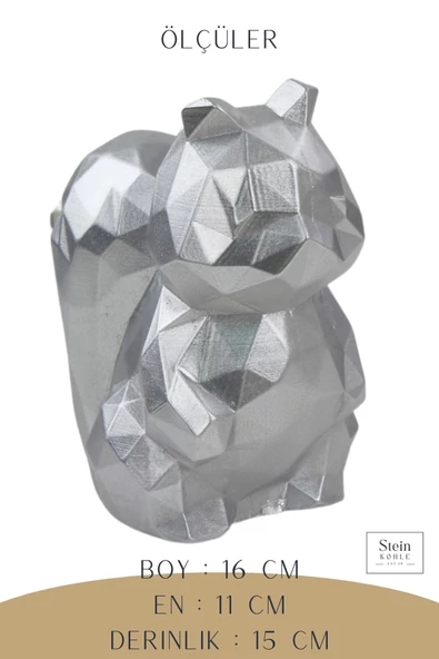 Stein Kohle Dekoratif Sincap Biblo Heykel El Yapımı Sevimli Hediyelik Süs Eşyası Poly Model Tasarım Ürünü - Resim 2