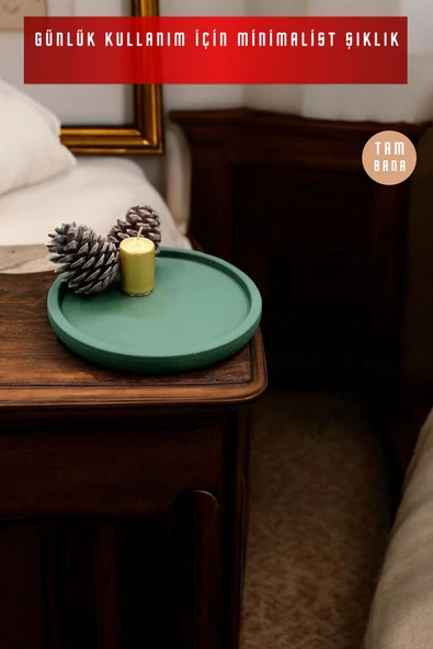 tambana Koyu Yeşil Sunumluk Takı Tabağı Dekoratif Tepsi Obje Ev Dekorasyon Model 28 - Resim 2