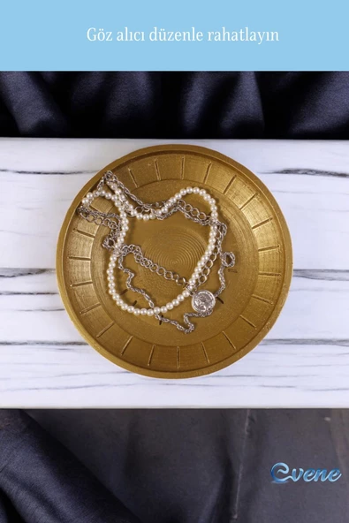 Evene Takı Organizer Makyaj Düzenleyici Kozmetik Organizer Dekoratif Tabak Altın Renk Model 5 - Resim 4