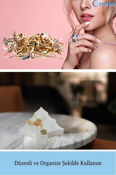 Evene Dekoratif Kase Beyaz Renk Takı Kutusu Yüzük Kolye Kutusu Mum Tabağı Takı Organizer Ağaç Model - 4
