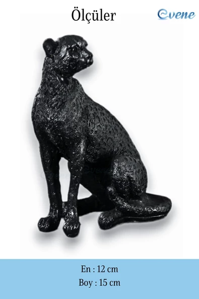 Evene Biblo Dekoratif Obje Heykel Leopar Biblo Dekoratif Süs Eşyası Siyah Model 33 - Resim 3