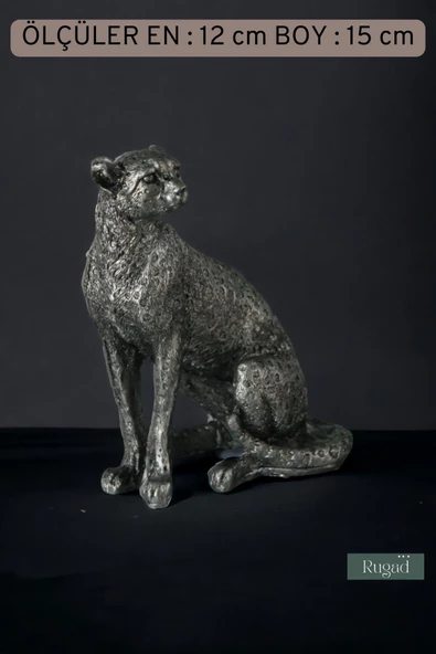 Rugad Biblo Dekoratif Heykel Leopar Biblosu Gümüş Eskitme Renk Model 33 - Resim 3