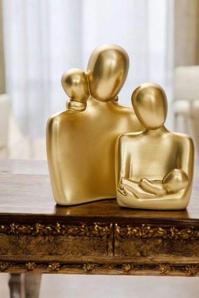 tambana 2’li Gold Heykel Biblo Seti Dekoratif Süs Eşyası Dekoratif Masa Süsü Model 4 ürün görseli 1