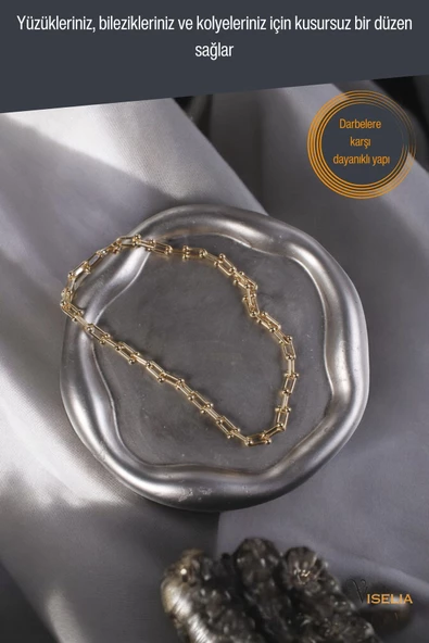 Viselia Takı Tabağı Takı Organizeri Takı Makyaj Kozmetik Düzenleyici Gümüş Eskitme Renk Model 17 - Resim 5