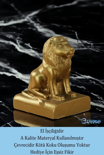Evene Biblo Dekoratif Obje Heykel Aslan Biblo Dekoratif Süs Eşyası Altın Renk Model 35 - Resim 4