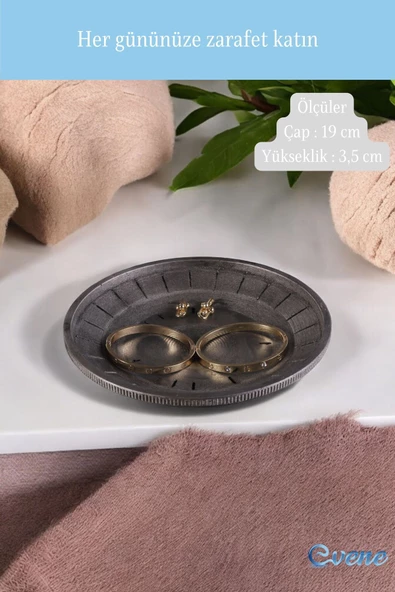 Evene Takı Organizer Makyaj Düzenleyici Kozmetik Organizer Dekoratif Tabak Gümüş Eskitme Renk Model 5 - Resim 2