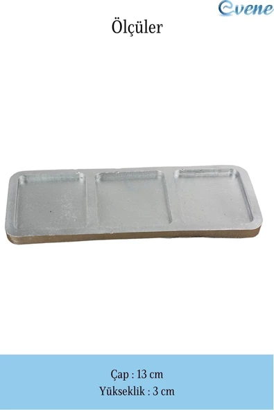 Evene Dekoratif Kase Gümüş Renk Takı Kutusu Yüzük Kolye Kutusu Mum Tabağı Takı Organizer Üçlü Model - Resim 2